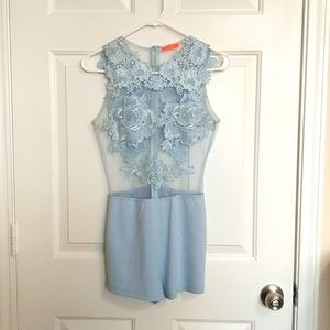 Blue club lace romper Boutique